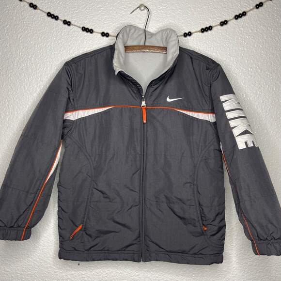 Nike Other - Nike Youth Gray & Orange Reversible Jacket
